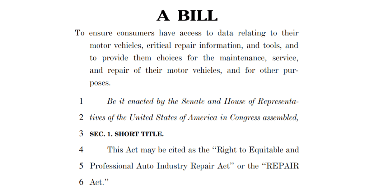 What the first federal righttorepair law could mean for auto service shops Shop Press