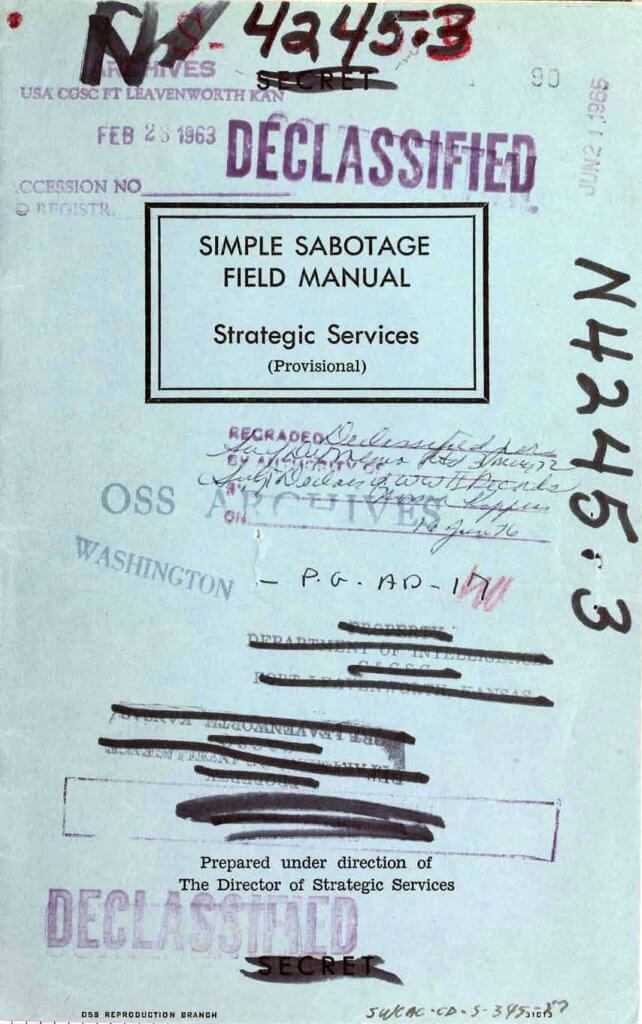 Cover the Simple Sabotage Field Manual