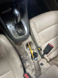 Filthy car interior