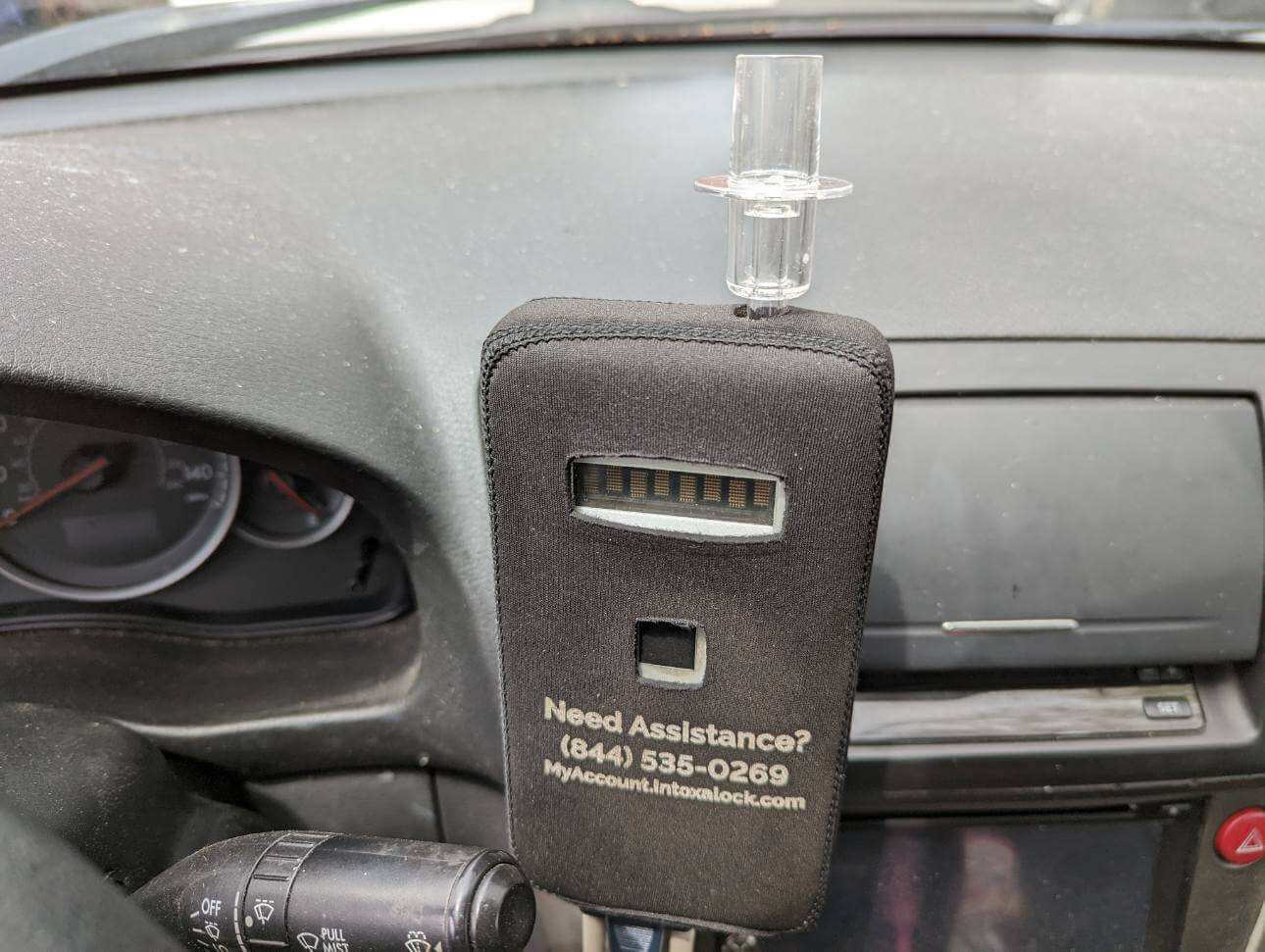 Ignition interlock installed on a vehicle