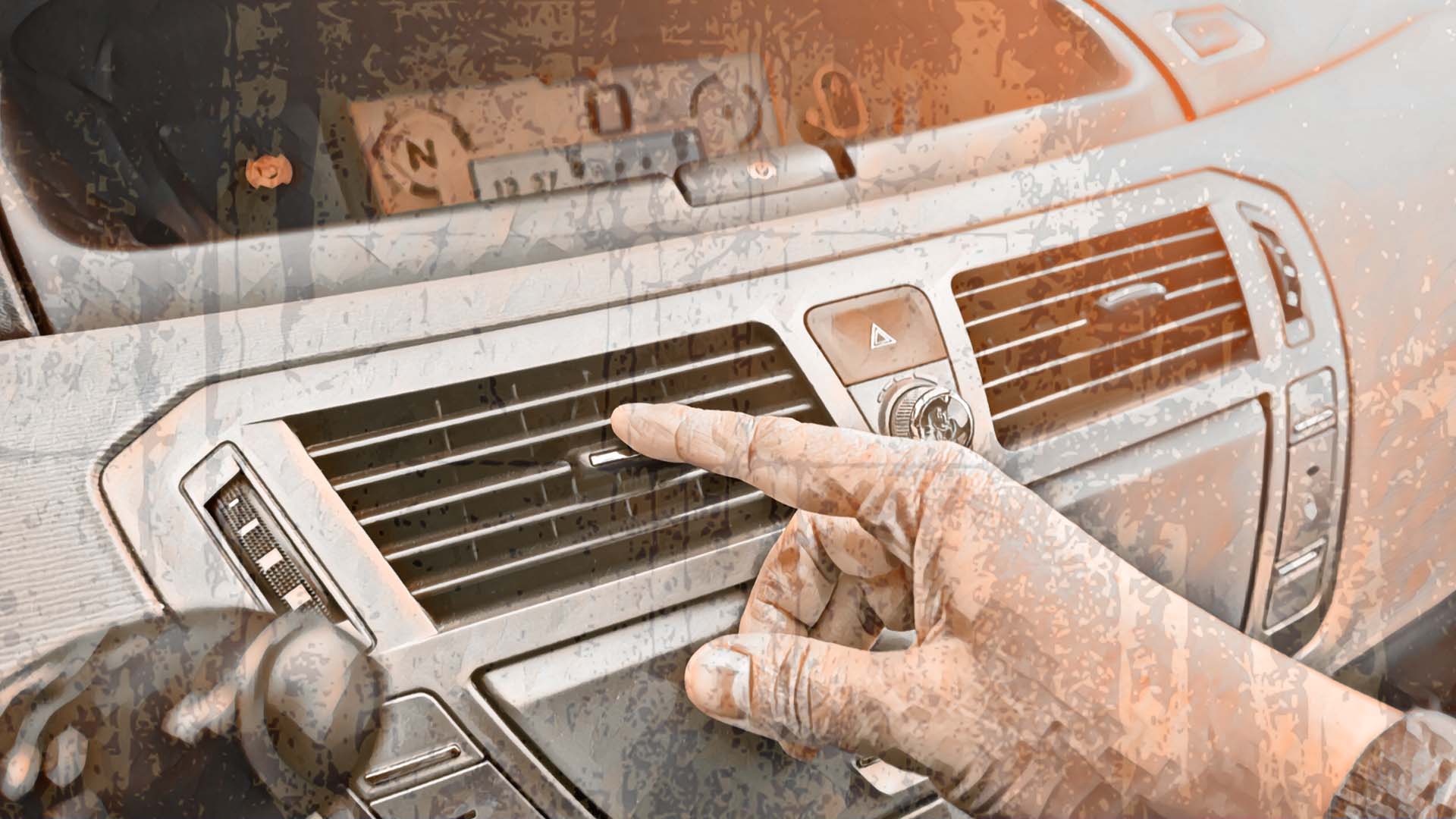 Adjusting the vents in a car's heating and air conditioning systems.