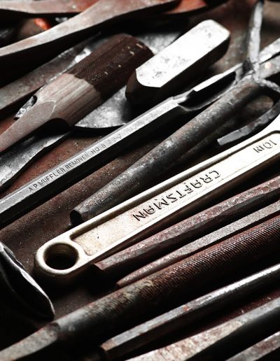 wrenches on a bench