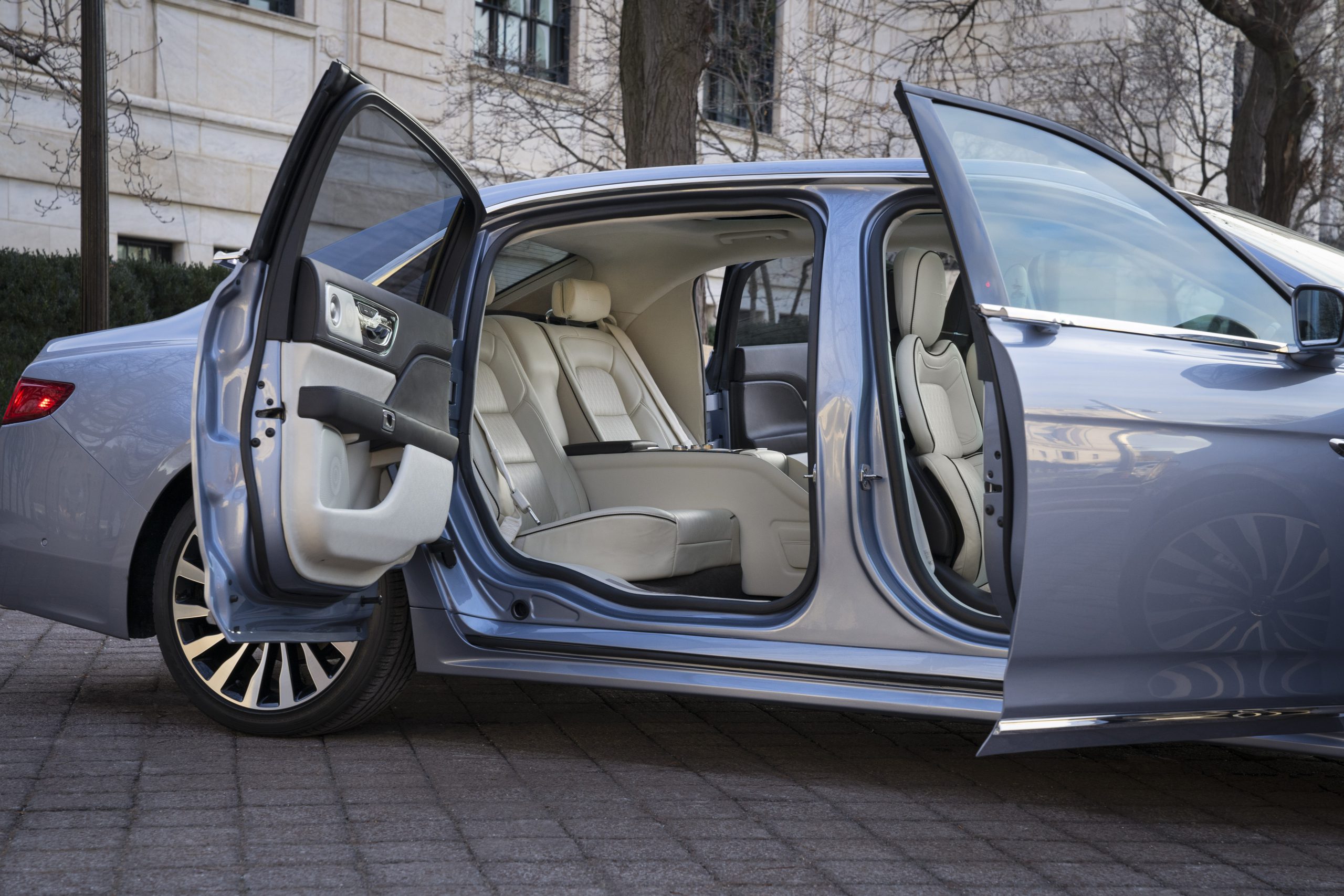 2019 Lincoln Continental Coach Edition with its suicide doors open.