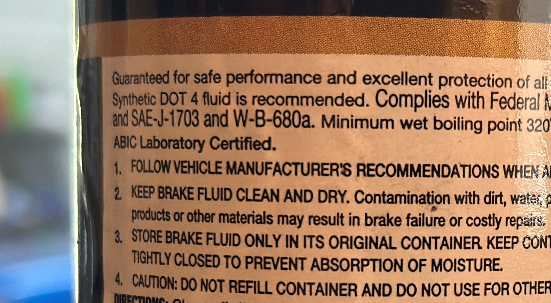 Brake Fluid Label