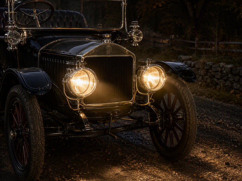 Early electric headlights delivered safer, more consistent illumination than flame-powered lamps.