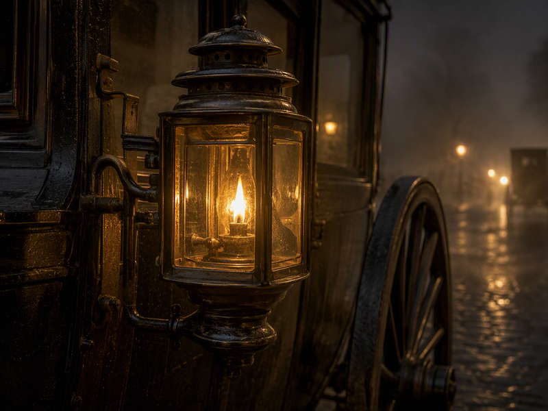 LightingCarriage-mounted lanterns provided basic nighttime visibility long before automobiles reached the road.